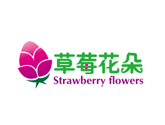 文大為的中文：草莓花朵；英文：Strawberry flowerslogo設計